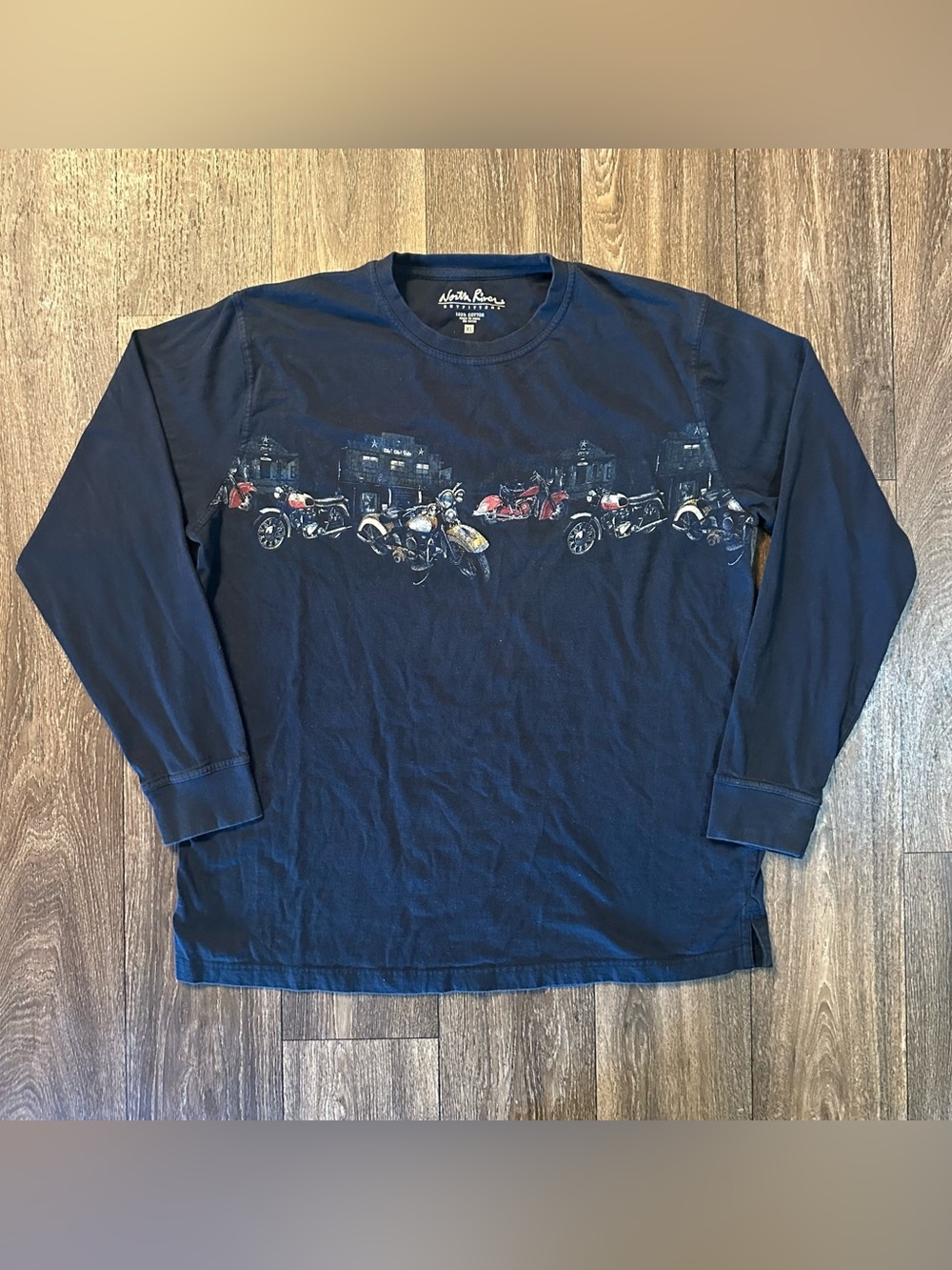 North River Outfitters navy long sleeve western motorcycle graphic print sz XL